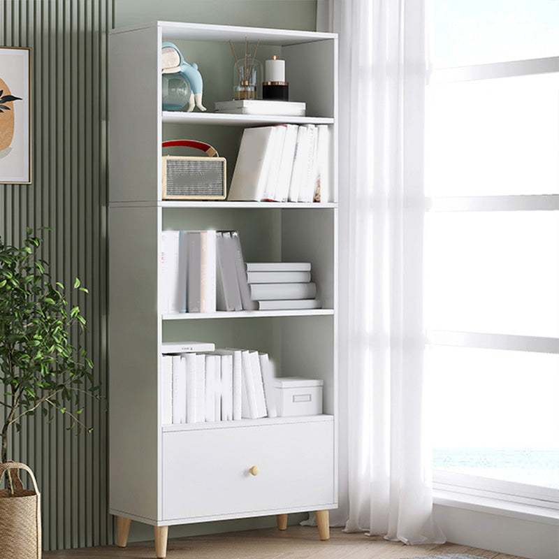 Contemporary Wooden Cabinet with Shelves and Drawers and Straight Legs