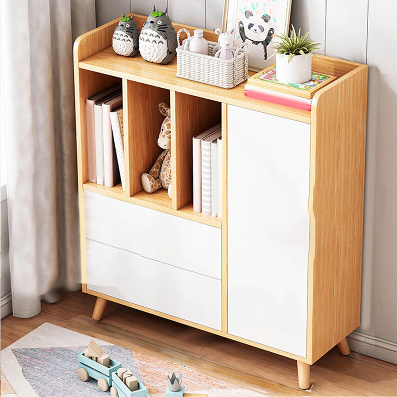 Contemporary Wooden Cabinet with Shelves and Drawers and Straight Legs