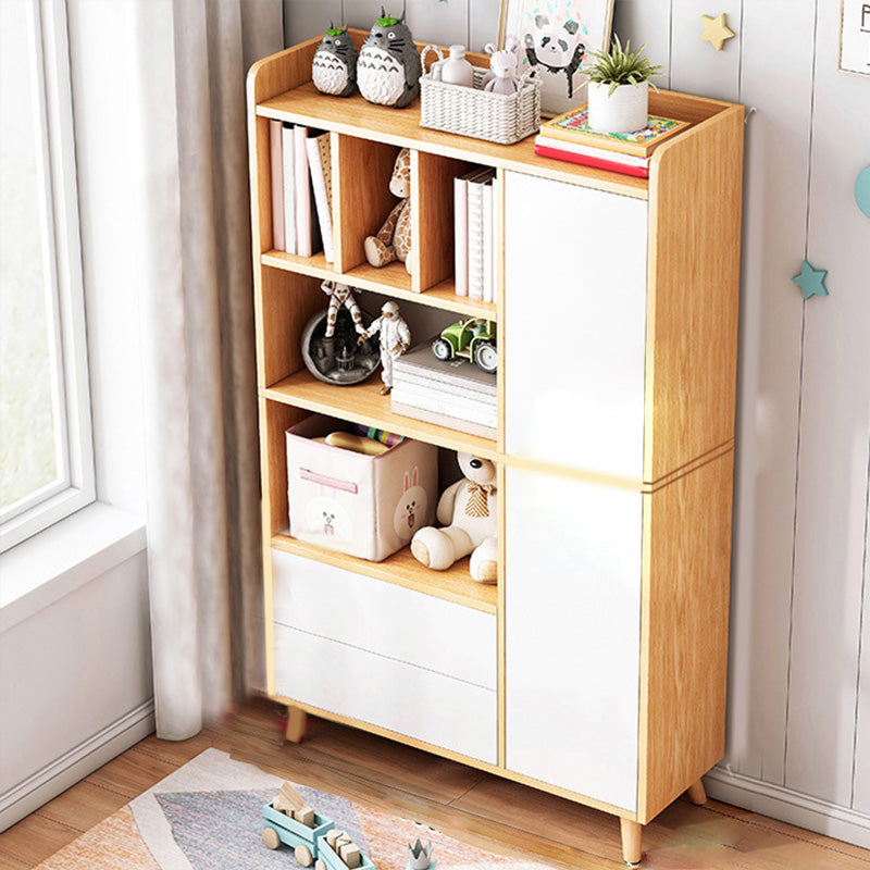 Contemporary Wooden Cabinet with Shelves and Drawers and Straight Legs