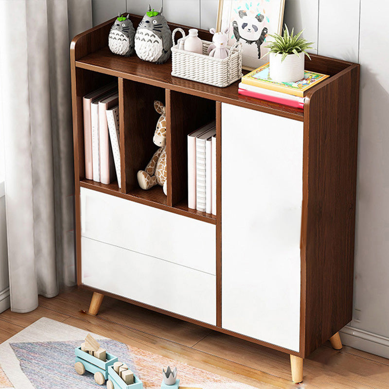Contemporary Wooden Cabinet with Shelves and Drawers and Straight Legs