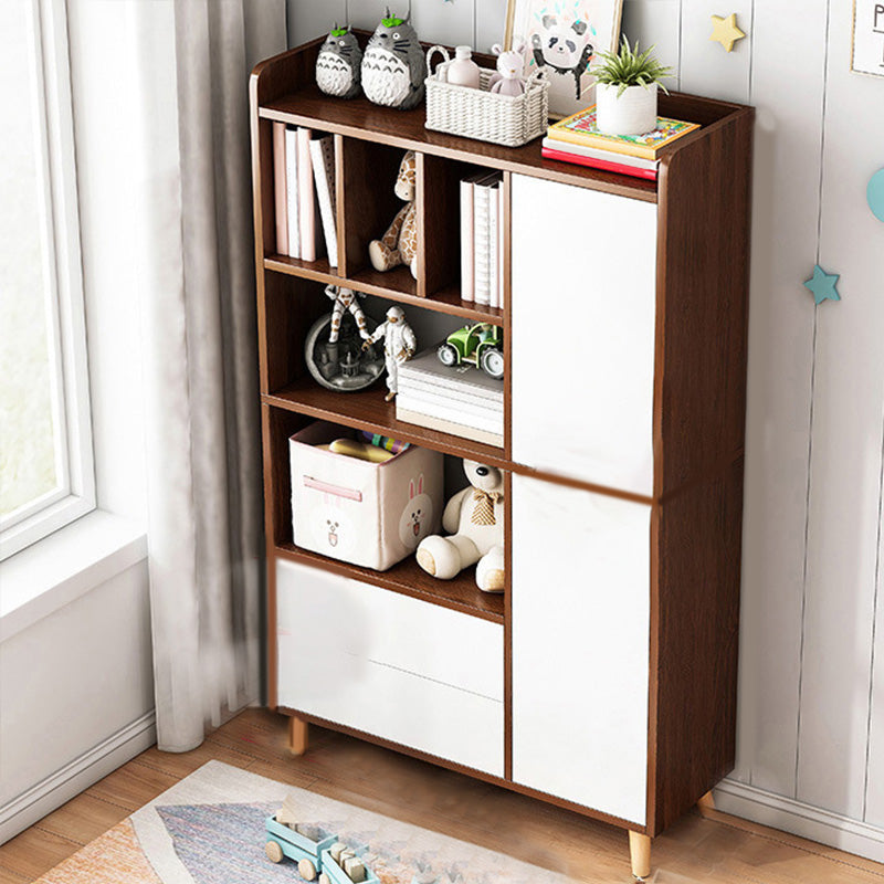 Contemporary Wooden Cabinet with Shelves and Drawers and Straight Legs