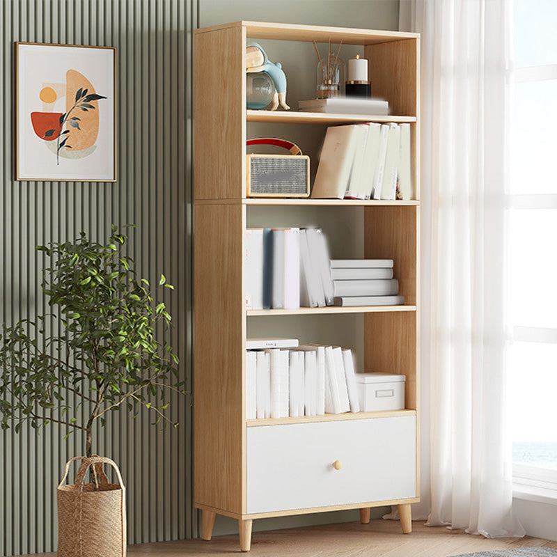 Contemporary Wooden Cabinet with Shelves and Drawers and Straight Legs