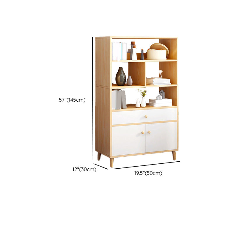 Contemporary Wooden Cabinet with Shelves and Drawers and Straight Legs