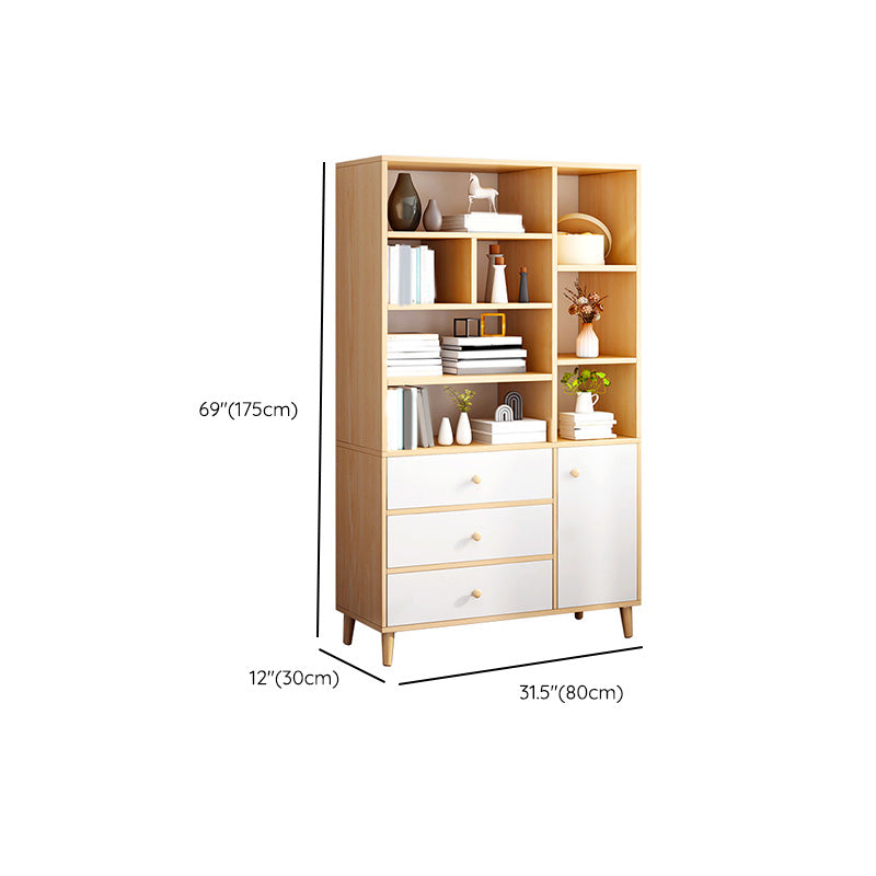 Contemporary Wooden Cabinet with Shelves and Drawers and Straight Legs