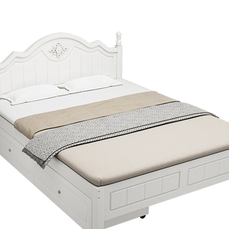 Victorian White Standard Bed Solid Wood Bed Frame with Custom Legs