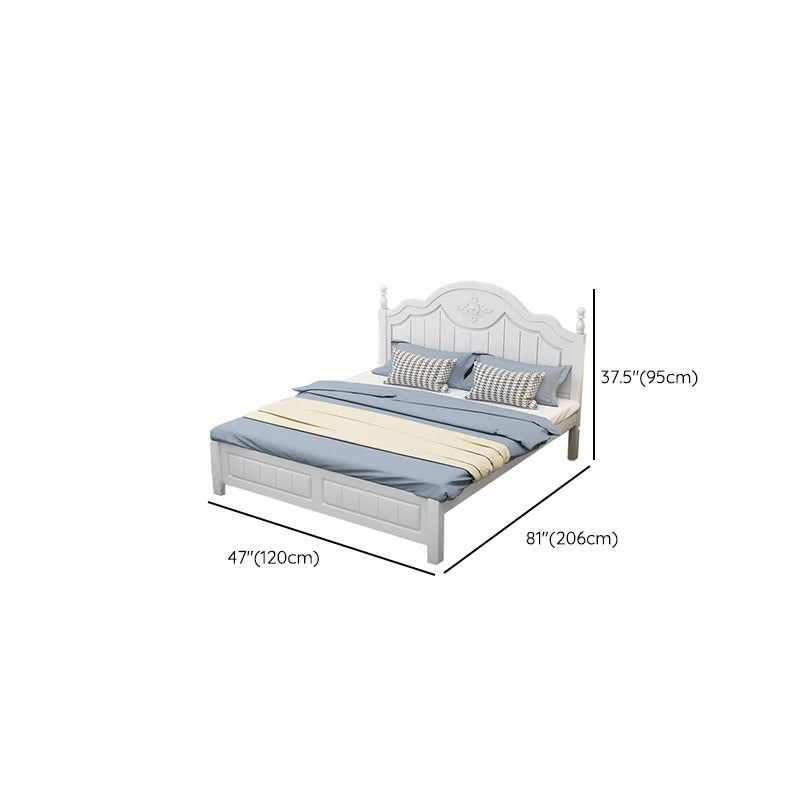 Victorian White Standard Bed Solid Wood Bed Frame with Custom Legs