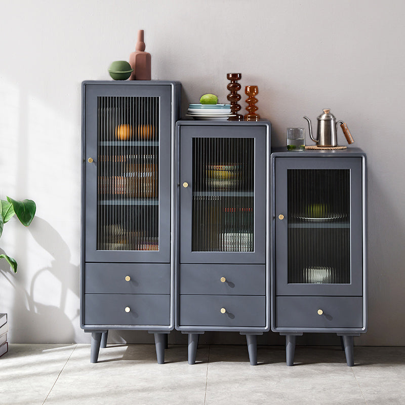 Glass Paned Accent Cabinet Modern Style 1-Door Chest with Drawers