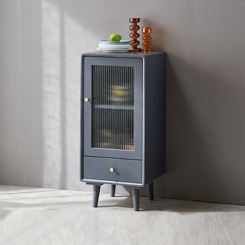 Glass Paned Accent Cabinet Modern Style 1-Door Chest with Drawers
