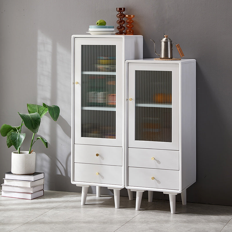 Glass Paned Accent Cabinet Modern Style 1-Door Chest with Drawers