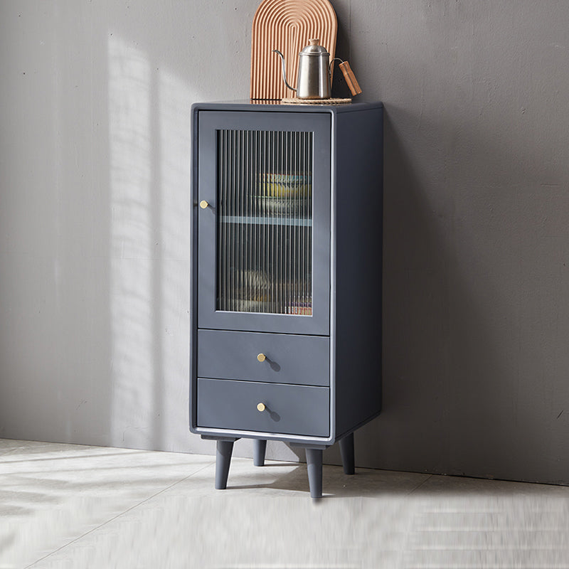 Glass Paned Accent Cabinet Modern Style 1-Door Chest with Drawers