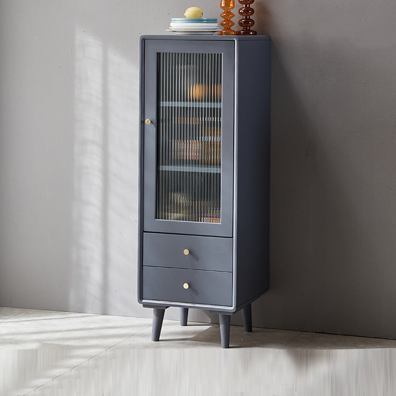 Glass Paned Accent Cabinet Modern Style 1-Door Chest with Drawers