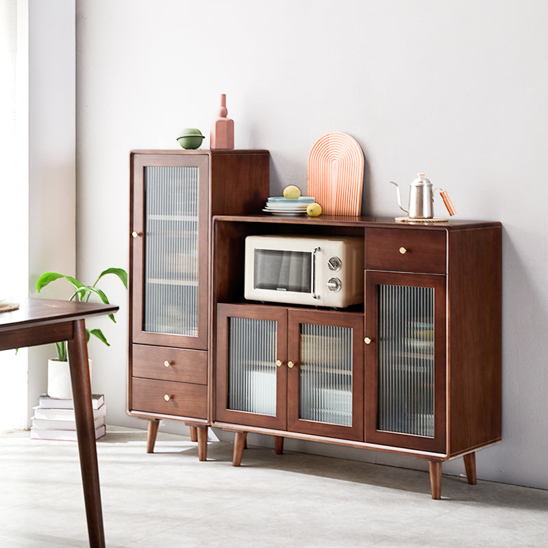 Glass Paned Accent Cabinet Modern Style 1-Door Chest with Drawers