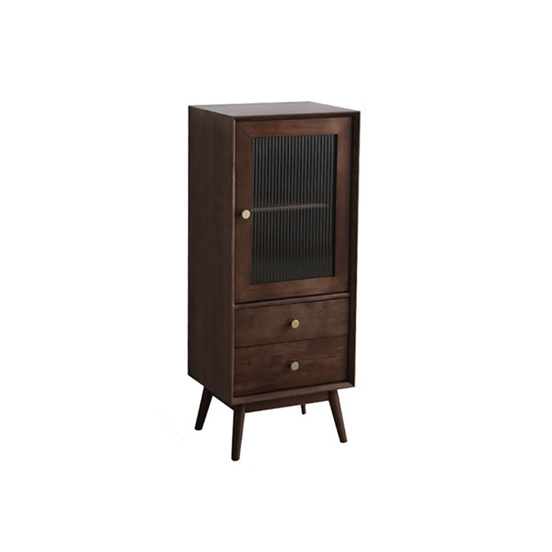 Glass Paned Accent Cabinet Modern Style 1-Door Chest with Drawers