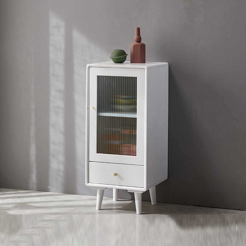 Glass Paned Accent Cabinet Modern Style 1-Door Chest with Drawers