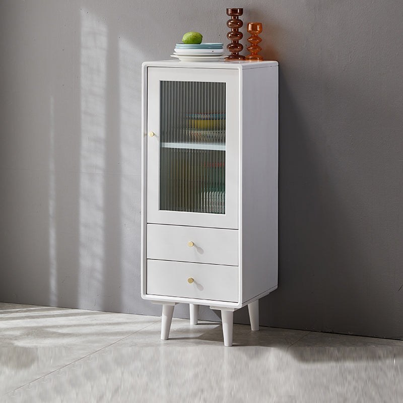 Glass Paned Accent Cabinet Modern Style 1-Door Chest with Drawers