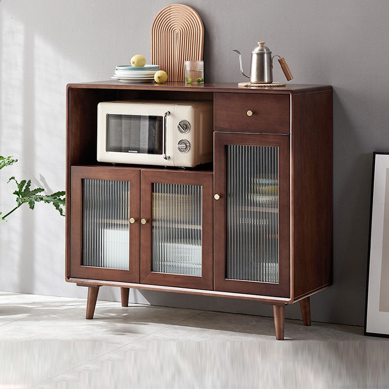 Glass Paned Accent Cabinet Modern Style 1-Door Chest with Drawers