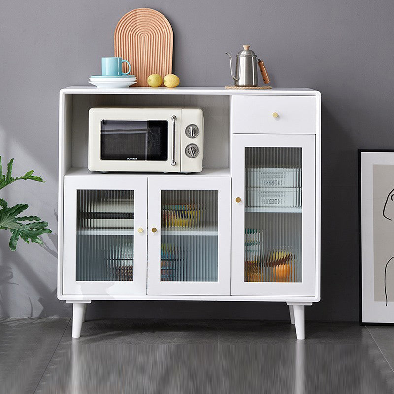 Glass Paned Accent Cabinet Modern Style 1-Door Chest with Drawers