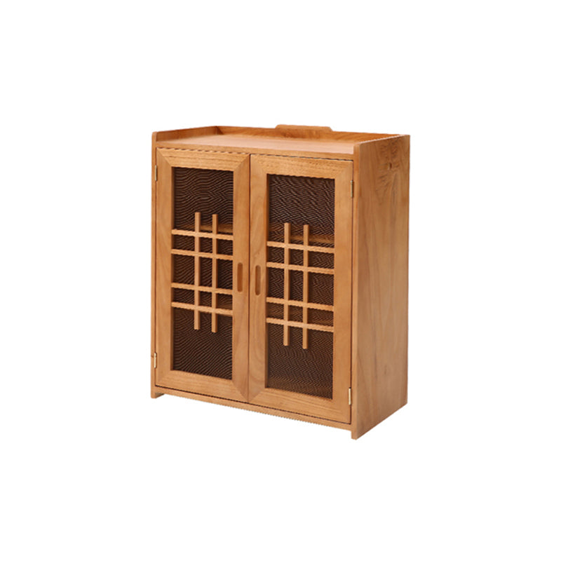 Glass Paned Accent Cabinet Modern Style 1-Door Chest with Drawers