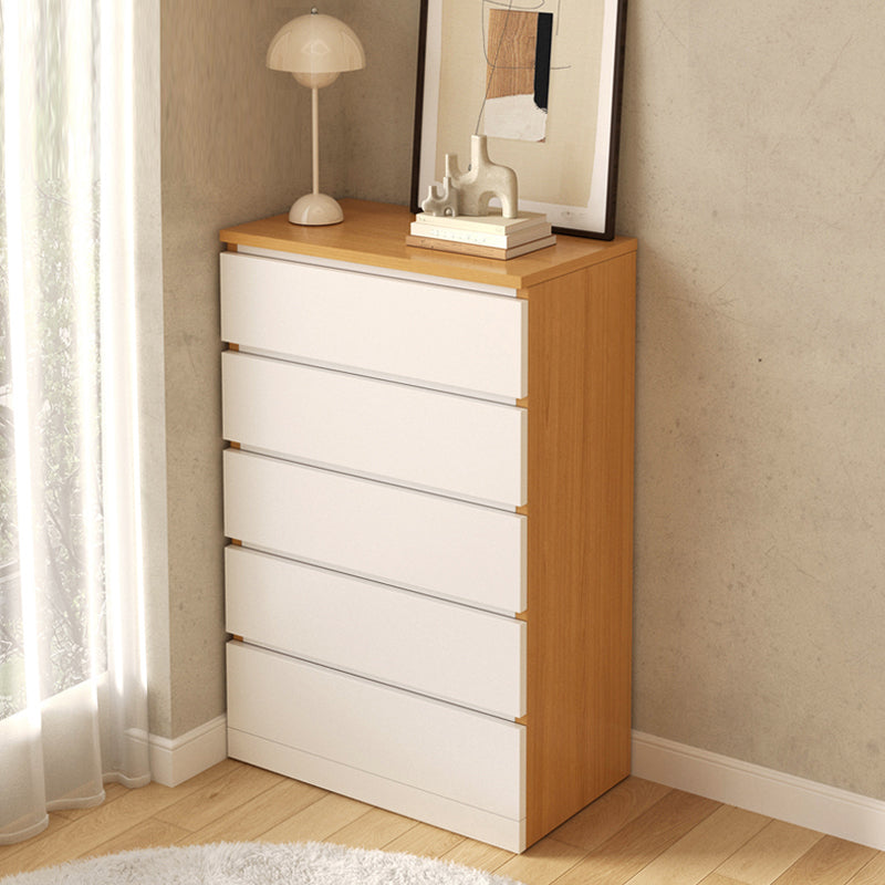 Modern White/Natural Chest with Wooden Drawers Rectangle Chest