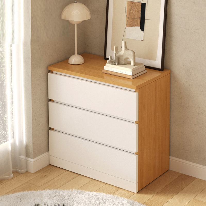 Modern White/Natural Chest with Wooden Drawers Rectangle Chest