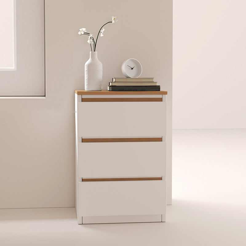 Modern White/Natural Chest with Wooden Drawers Rectangle Chest