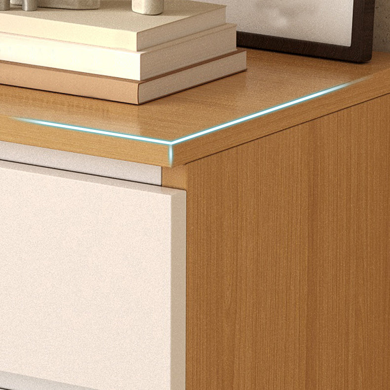Modern White/Natural Chest with Wooden Drawers Rectangle Chest