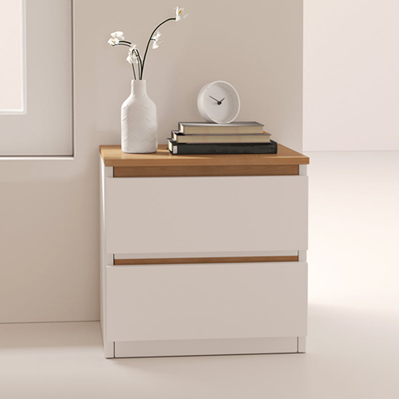 Modern White/Natural Chest with Wooden Drawers Rectangle Chest
