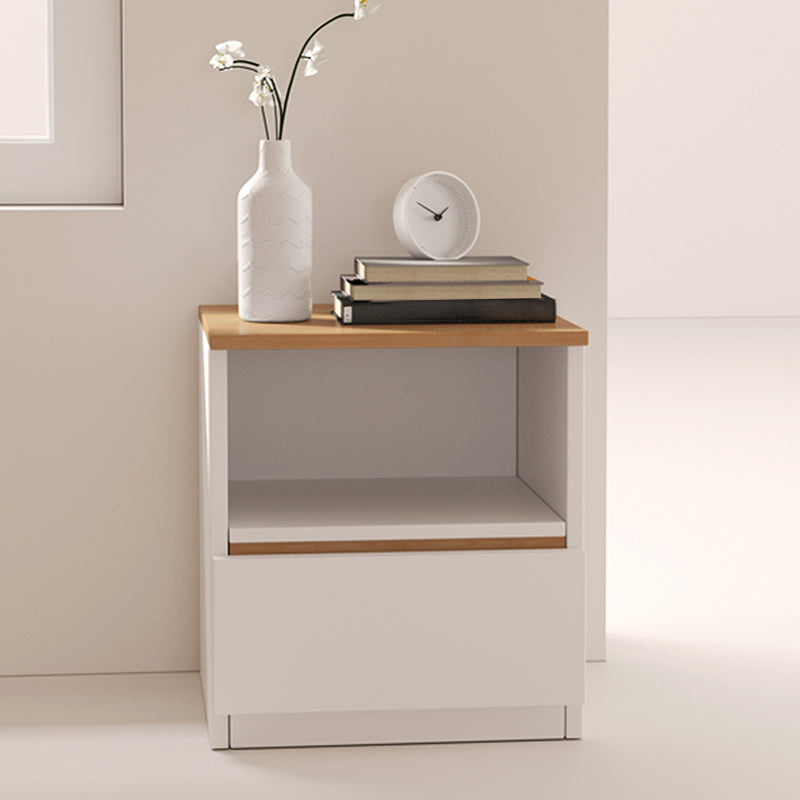 Modern White/Natural Chest with Wooden Drawers Rectangle Chest