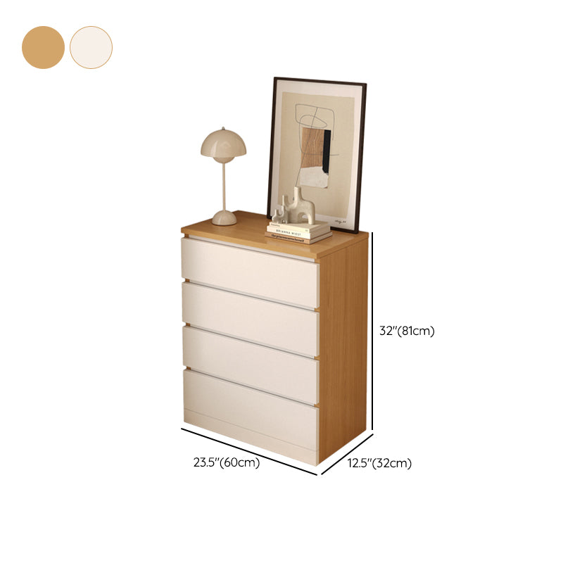 Modern White/Natural Chest with Wooden Drawers Rectangle Chest