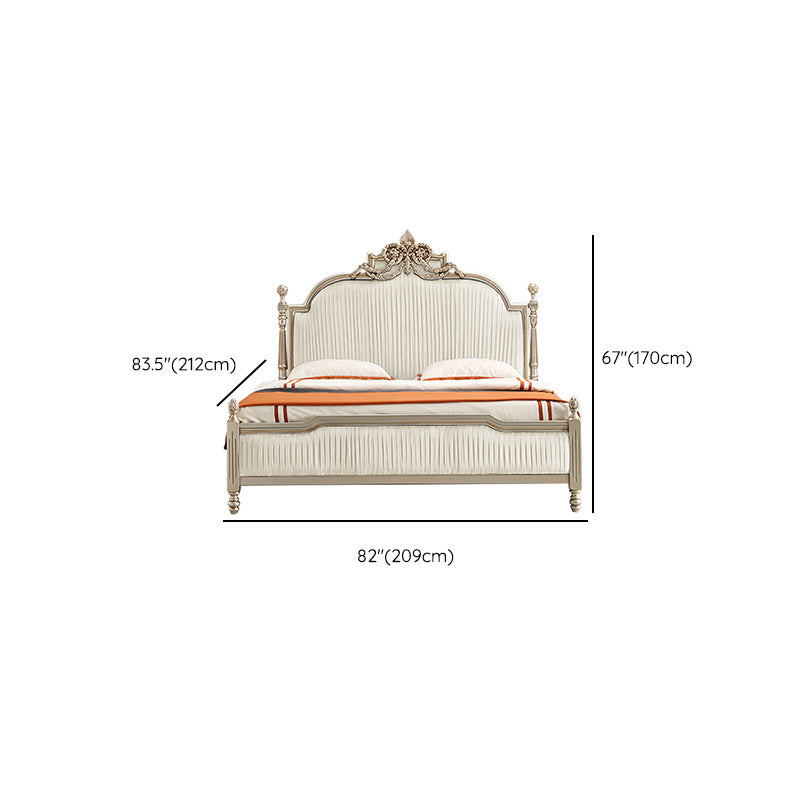 Victorian Upholstered Bed Frame with Nailhead Mattress Included Solid Wood Standard Bed