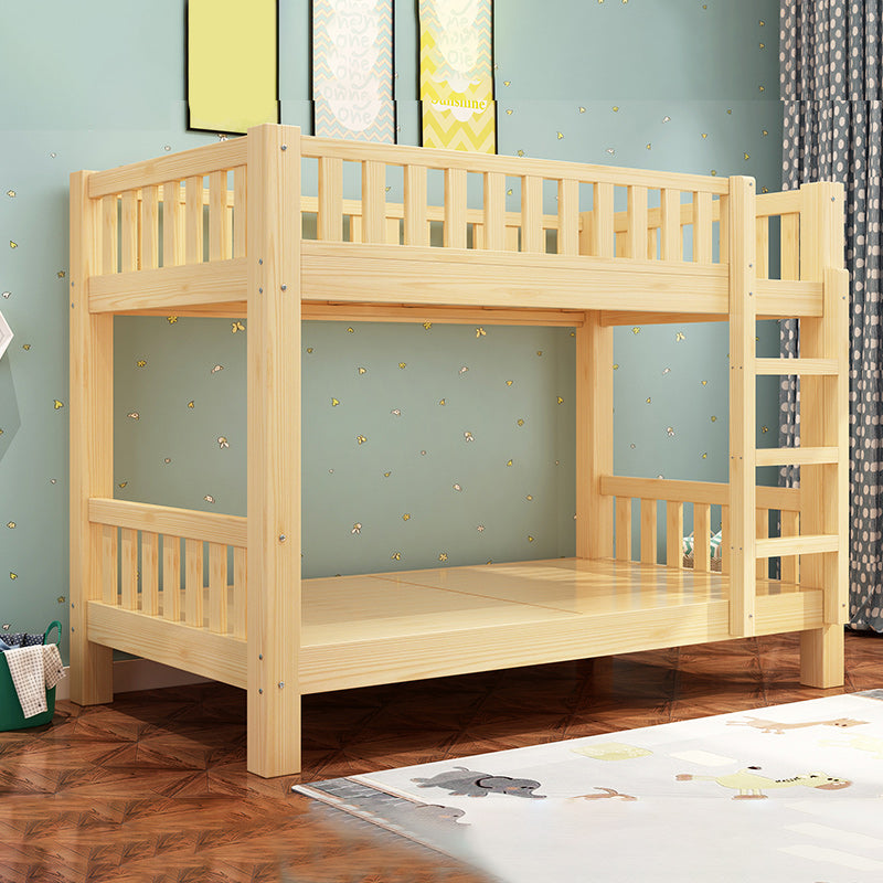 Solid Wood Bunk Bed Contemporary Rubberwood Bed with Headboard