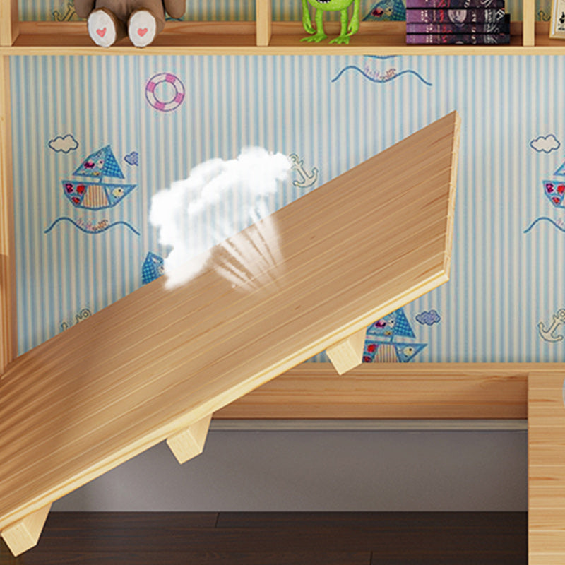 Solid Wood Bunk Bed Contemporary Rubberwood Bed with Headboard