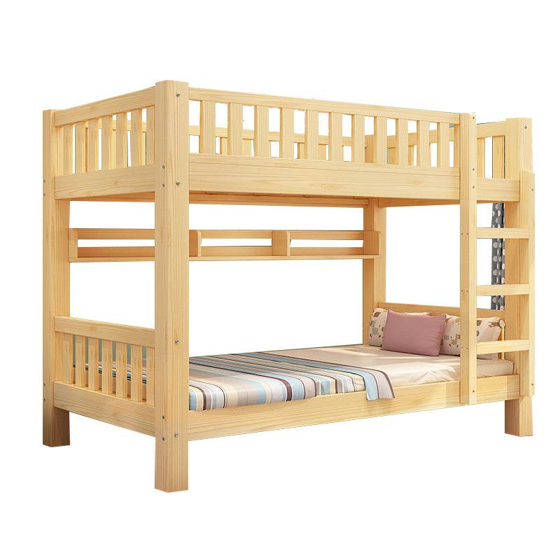 Solid Wood Bunk Bed Contemporary Rubberwood Bed with Headboard