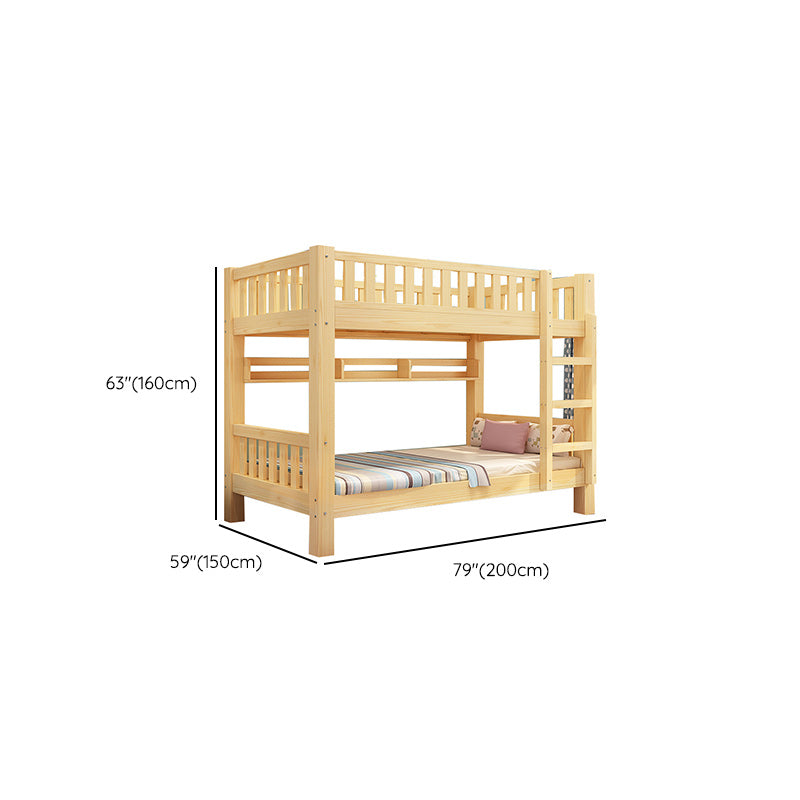 Solid Wood Bunk Bed Contemporary Rubberwood Bed with Headboard