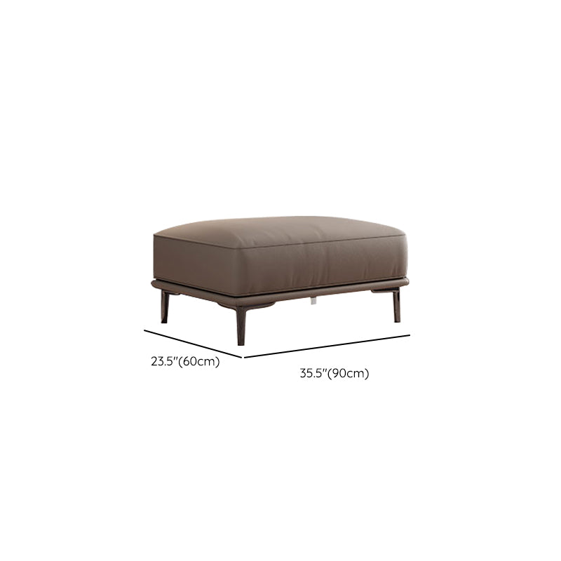 Mid Century Modern Genuine Leather White Pillows Square Arm Living Room Seating
