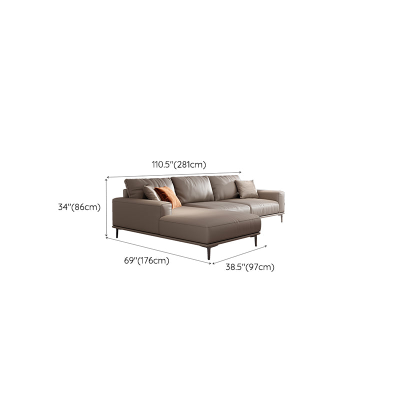 Mid Century Modern Genuine Leather White Pillows Square Arm Living Room Seating