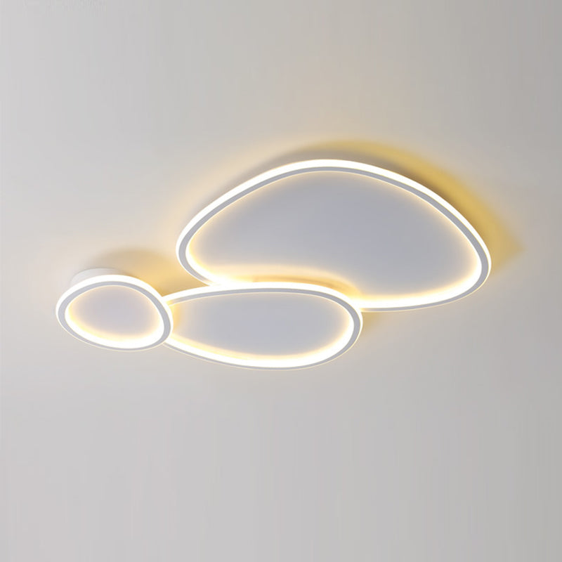 Nordic Flush Mount Metal LED Ceiling Light Fixture in White for Living Room
