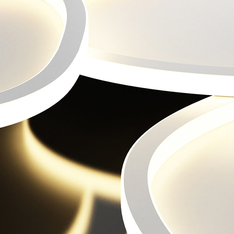 Nordic Flush Mount Metal LED Ceiling Light Fixture in White for Living Room