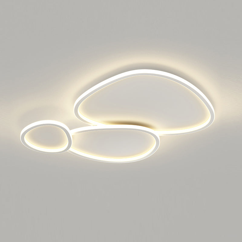 Nordic Flush Mount Metal LED Ceiling Light Fixture in White for Living Room
