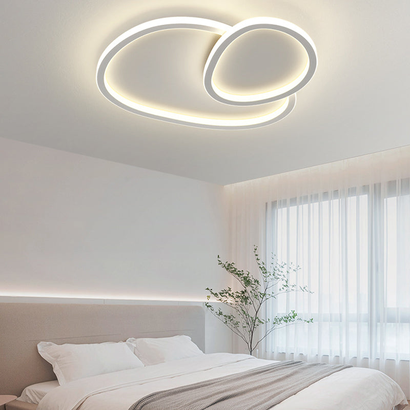 Nordic Flush Mount Metal LED Ceiling Light Fixture in White for Living Room