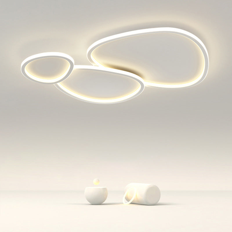 Nordic Flush Mount Metal LED Ceiling Light Fixture in White for Living Room