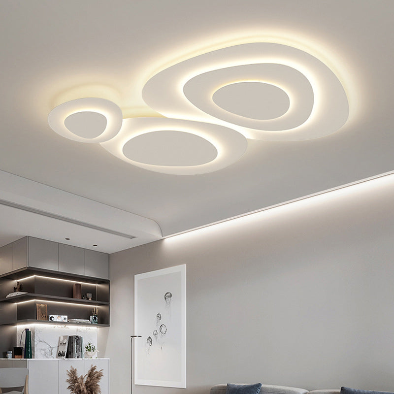 Nordic White Flush Mount Multi-Layer LED Ceiling Light Fixture for Living Room