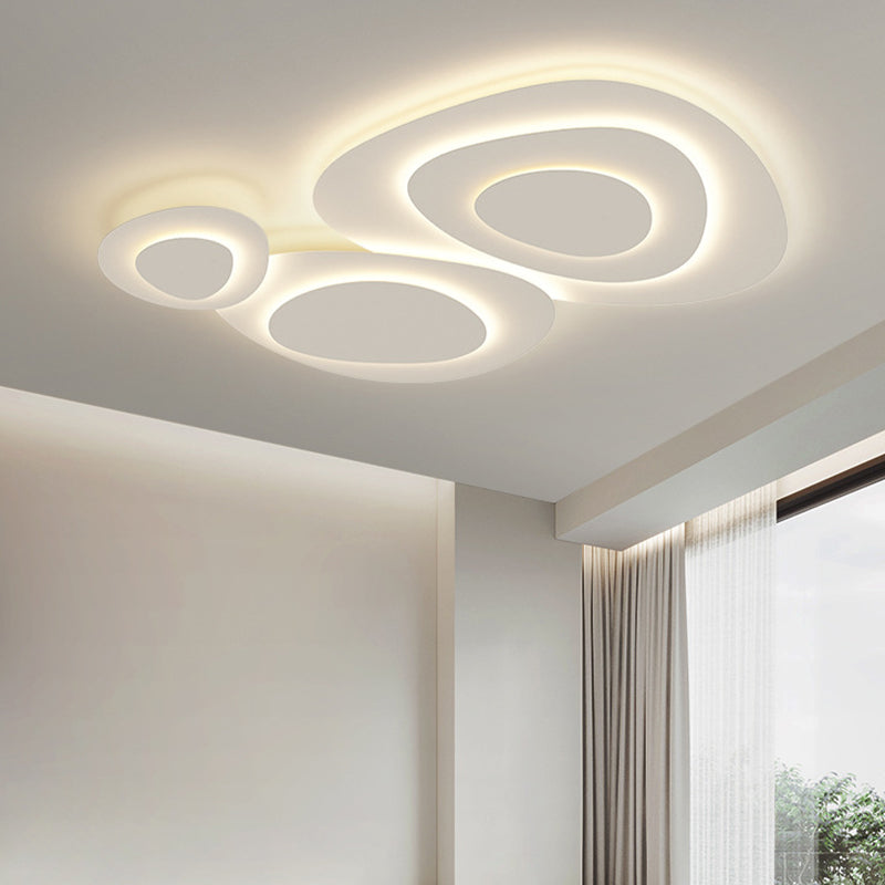 Nordic White Flush Mount Multi-Layer LED Ceiling Light Fixture for Living Room