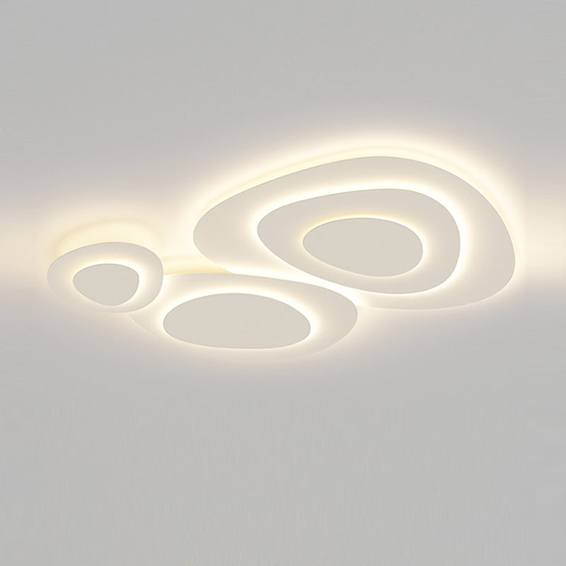 Nordic White Flush Mount Multi-Layer LED Ceiling Light Fixture for Living Room