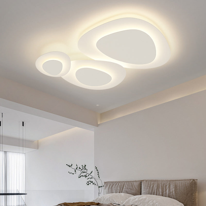 Nordic White Flush Mount Multi-Layer LED Ceiling Light Fixture for Living Room