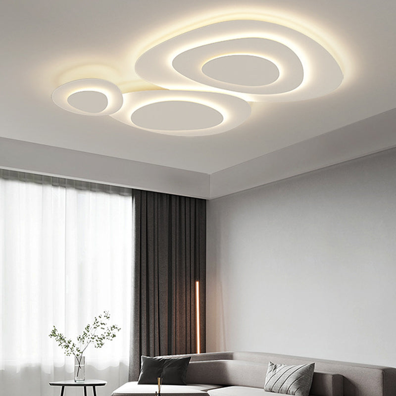 Nordic White Flush Mount Multi-Layer LED Ceiling Light Fixture for Living Room