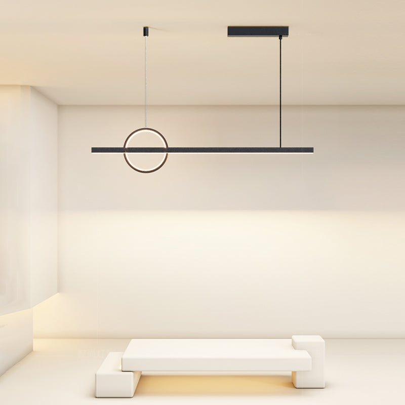 2-Light Modernism Black Island Lighting LED Metal Ceiling Light for Kitchen