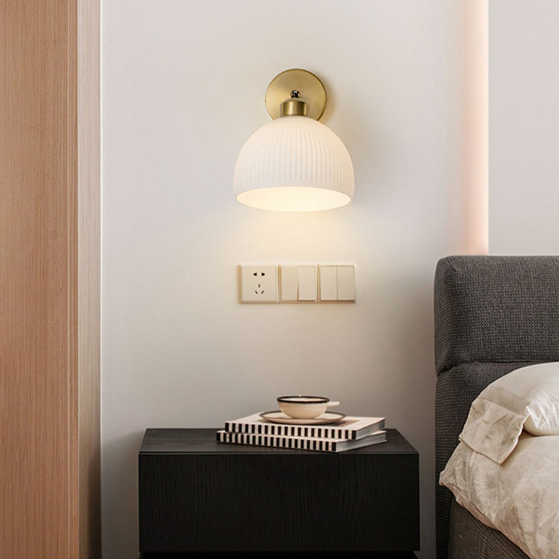 Nordic Style Wall Light Dome Shape Adjustable Wall Lamp with Glass Shade for Bedroom