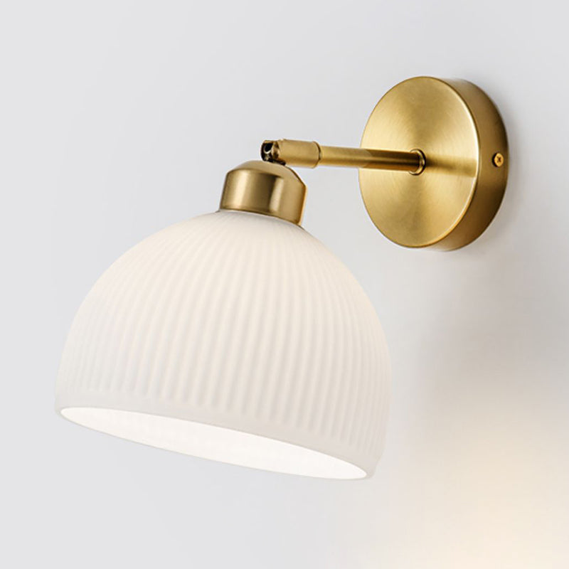 Nordic Style Wall Light Dome Shape Adjustable Wall Lamp with Glass Shade for Bedroom