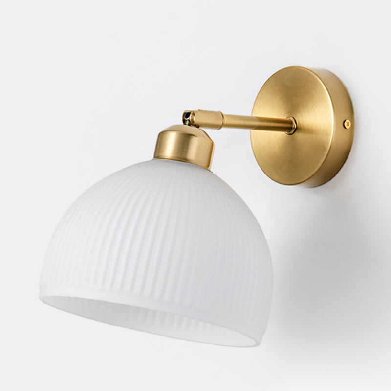 Nordic Style Wall Light Dome Shape Adjustable Wall Lamp with Glass Shade for Bedroom